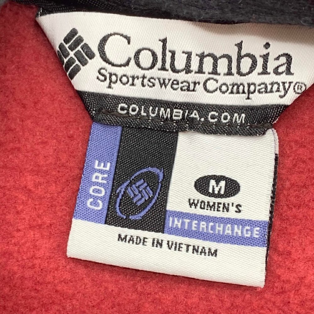 Columbia Red Fleece Jacket w/ Windbreaker Stripe - Picture 4 of 8